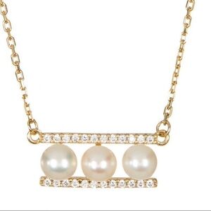 ADORNIA yellow gold plated Pearl and Swarovski pendant Necklace